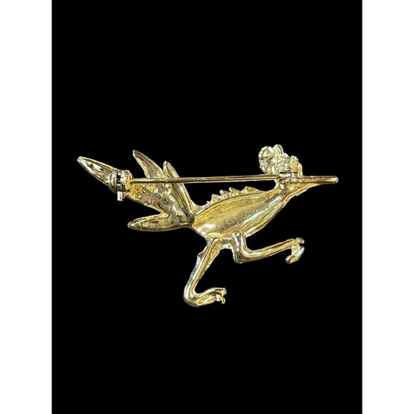 Vintage Gold Tone and Turquoise New Mexico Road Runner Bird Fashion Brooch Pin - Picture 2 of 4